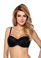 Balconette bra, bow, floral lace, B to H-cup
